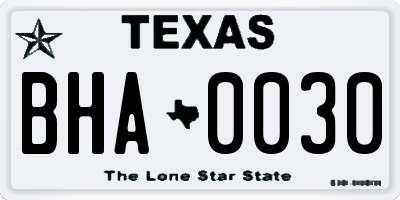 TX license plate BHA0030