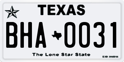 TX license plate BHA0031