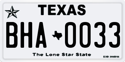 TX license plate BHA0033