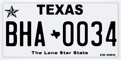 TX license plate BHA0034