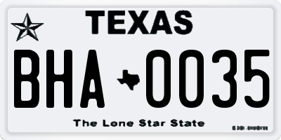 TX license plate BHA0035