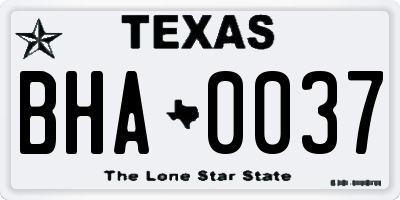 TX license plate BHA0037