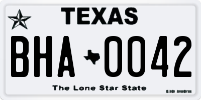 TX license plate BHA0042