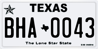 TX license plate BHA0043