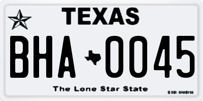 TX license plate BHA0045