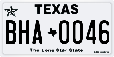 TX license plate BHA0046