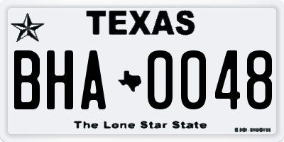 TX license plate BHA0048