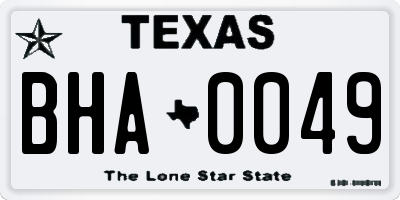 TX license plate BHA0049