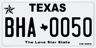 TX license plate BHA0050