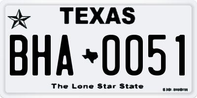 TX license plate BHA0051