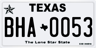 TX license plate BHA0053