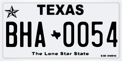 TX license plate BHA0054