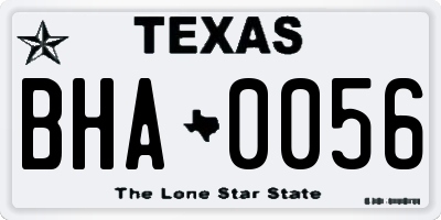 TX license plate BHA0056