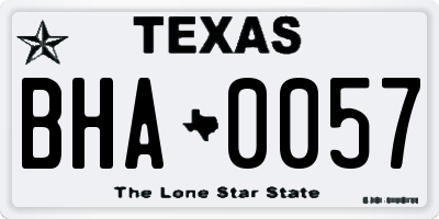 TX license plate BHA0057