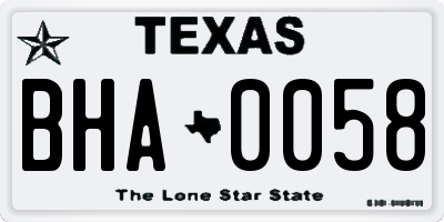 TX license plate BHA0058