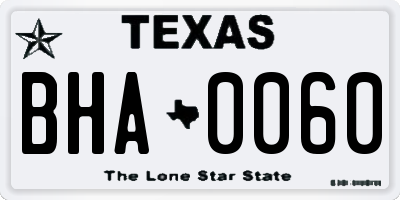 TX license plate BHA0060