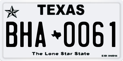 TX license plate BHA0061