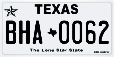 TX license plate BHA0062
