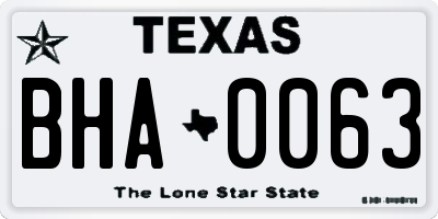 TX license plate BHA0063