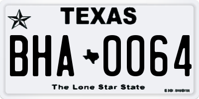TX license plate BHA0064
