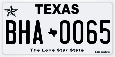 TX license plate BHA0065