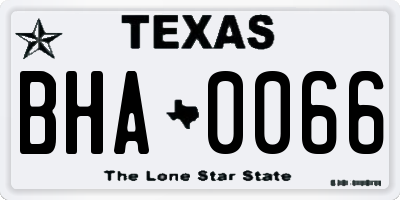 TX license plate BHA0066