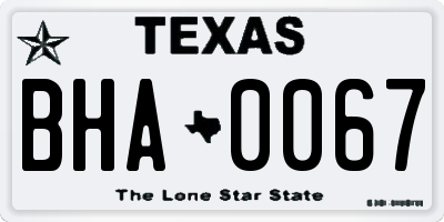 TX license plate BHA0067