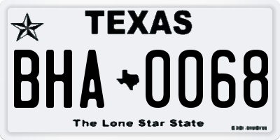TX license plate BHA0068