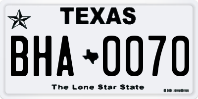 TX license plate BHA0070