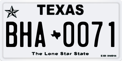 TX license plate BHA0071