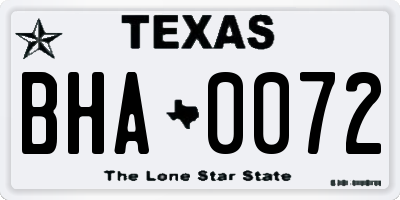 TX license plate BHA0072