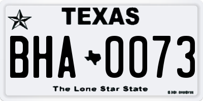 TX license plate BHA0073