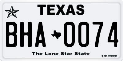 TX license plate BHA0074