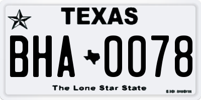 TX license plate BHA0078