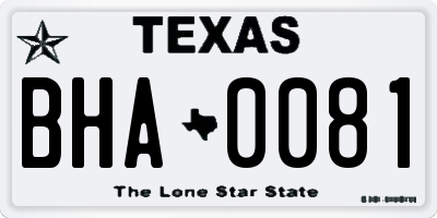 TX license plate BHA0081