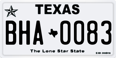 TX license plate BHA0083
