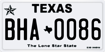 TX license plate BHA0086
