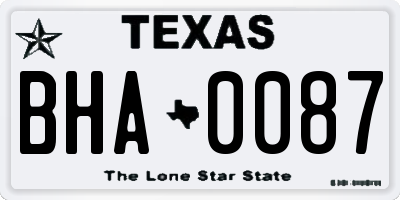 TX license plate BHA0087