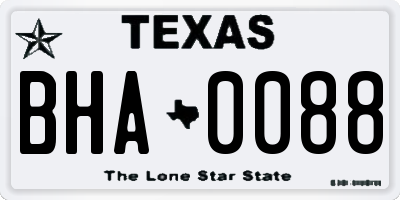 TX license plate BHA0088