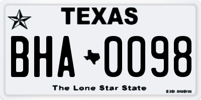 TX license plate BHA0098
