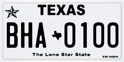 TX license plate BHA0100