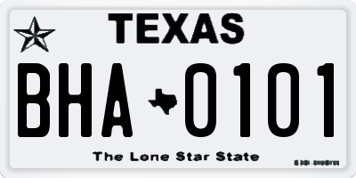 TX license plate BHA0101