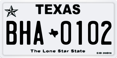 TX license plate BHA0102