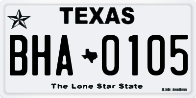 TX license plate BHA0105