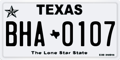 TX license plate BHA0107