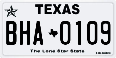 TX license plate BHA0109