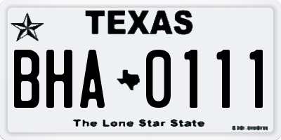 TX license plate BHA0111
