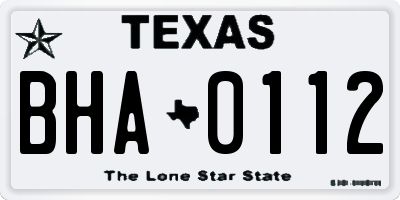 TX license plate BHA0112
