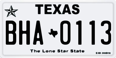 TX license plate BHA0113