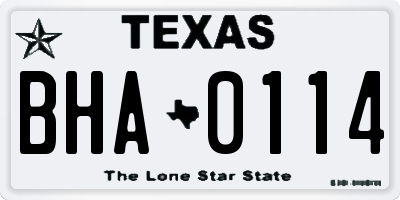 TX license plate BHA0114